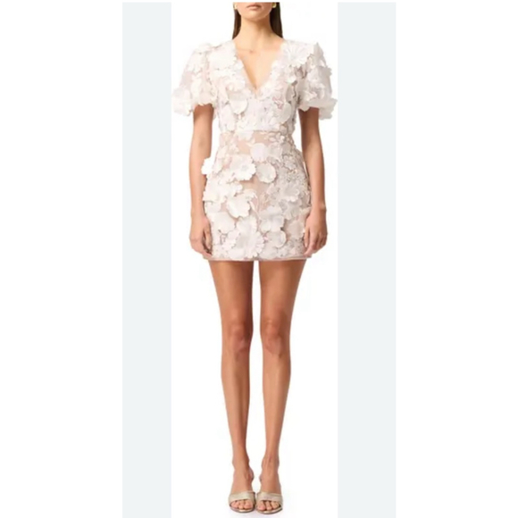 Elliat Zayla Floral Appliqué Cocktail Minidress XL 18 PTP - Picture 1 of 7